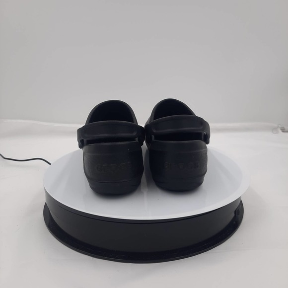 Black Womens work clog Crocs NO HOLES slip resistant W8 - Picture 7 of 8